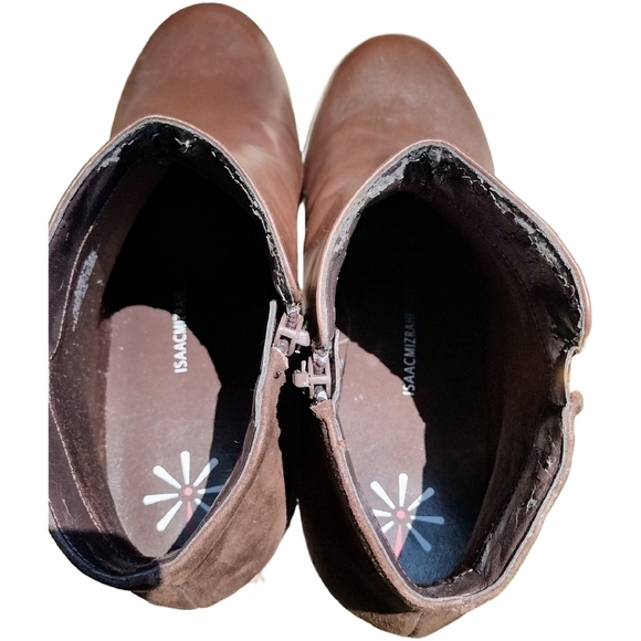Isaac Mizrahi Leather & Suede Kierra Wedge Ankle Boot, Brown, Size 7.5 W Women's - Picture 5 of 9